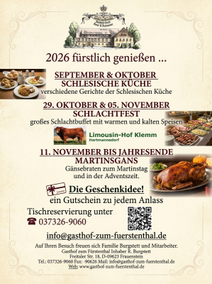 Kulinarische Aktionen im Hotel Fürstenthal