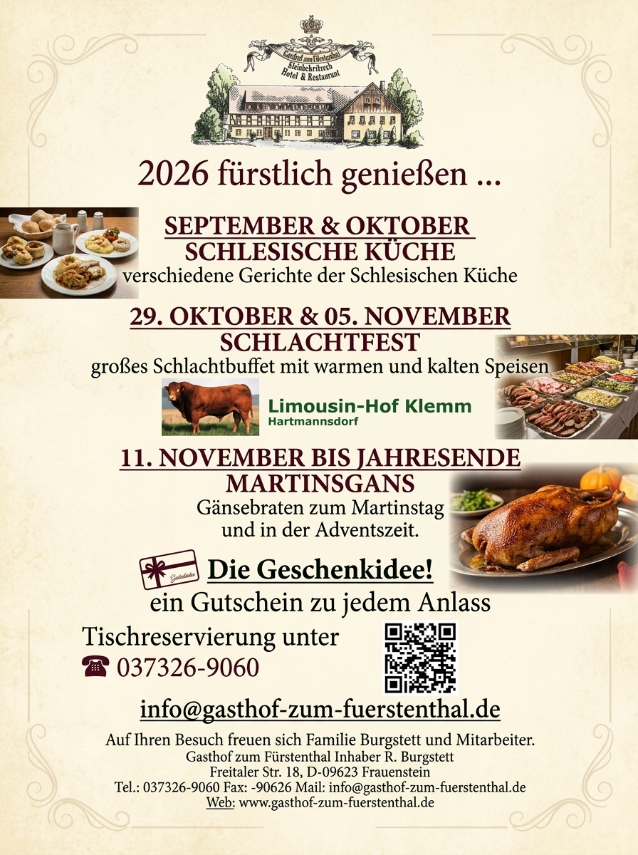 Kulinarisches-Herbst-2026 Kulinarische Aktionen im Hotel Fürstenthal