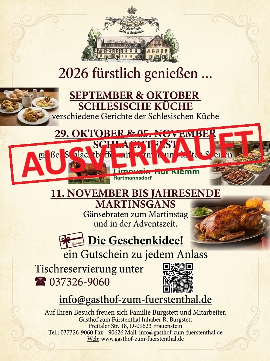 Kulinarischer Kalender Hotel Fürstenthal